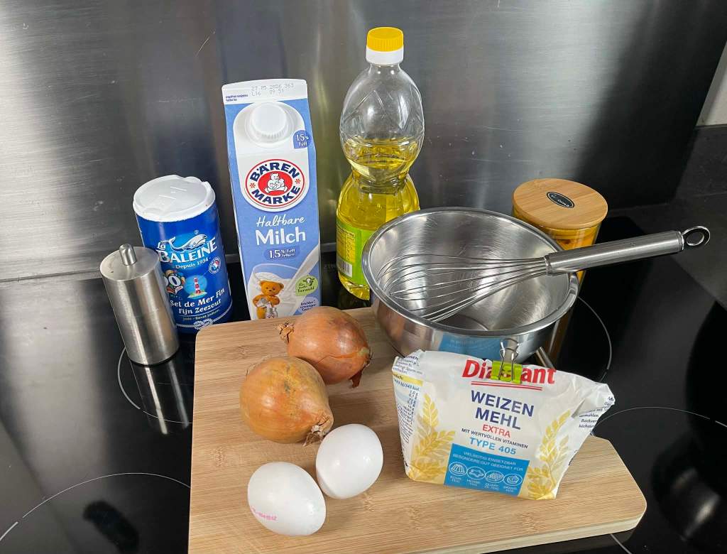 Svogūnų žiedų tešloje ingredientai