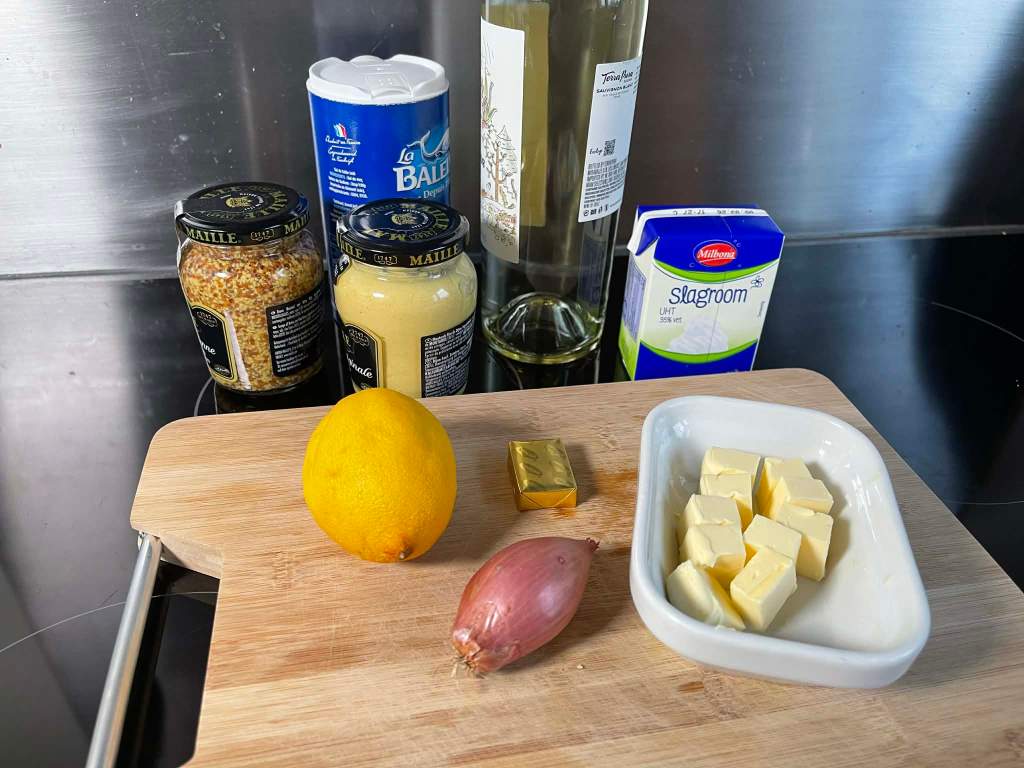 Garstyčių padažo, sauce à la moutarde ingredientai