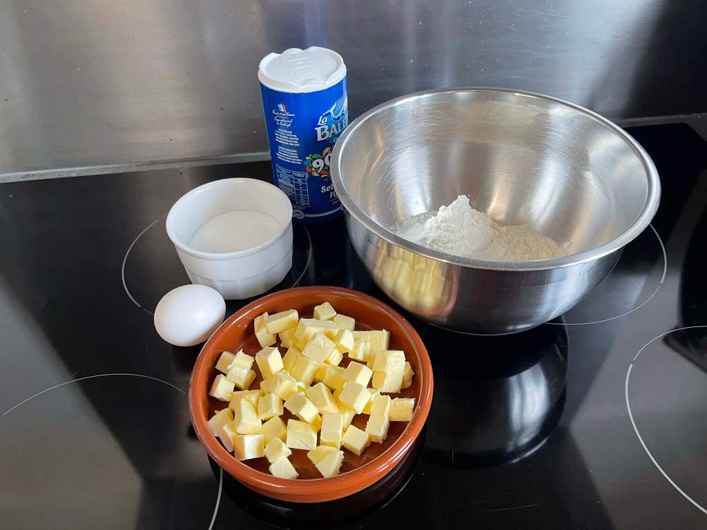 Smėlinė tešla, Pâte sablée, ingredientai