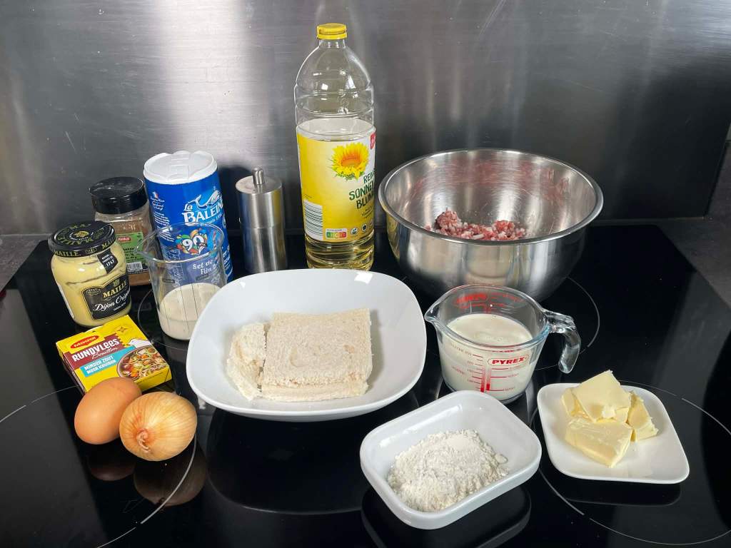 Švediškų mėsos kukulių ingredientai