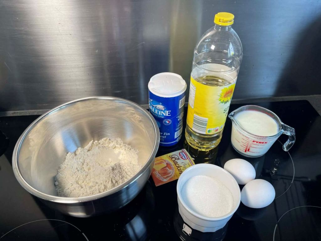 Amerikietiškų mufinų ingredientai.